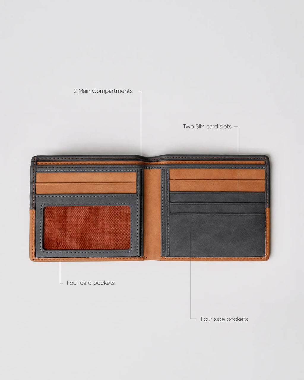 URTHEND Nero Vegan Leather Bi-Fold Wallet