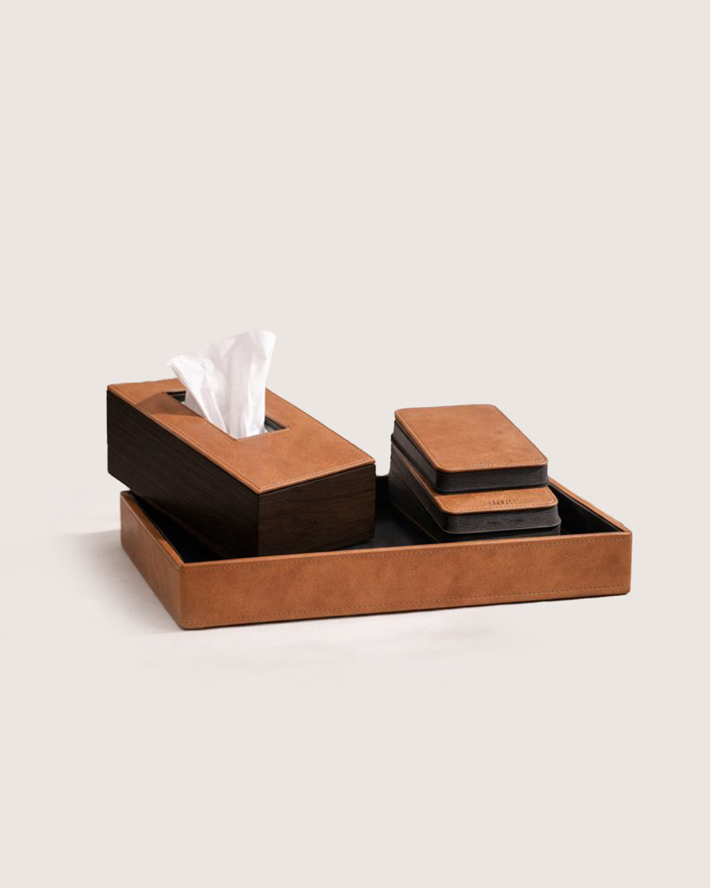 URTHEND Oris — Vegan Leather Tray, Tissue Box Holder & Coasters