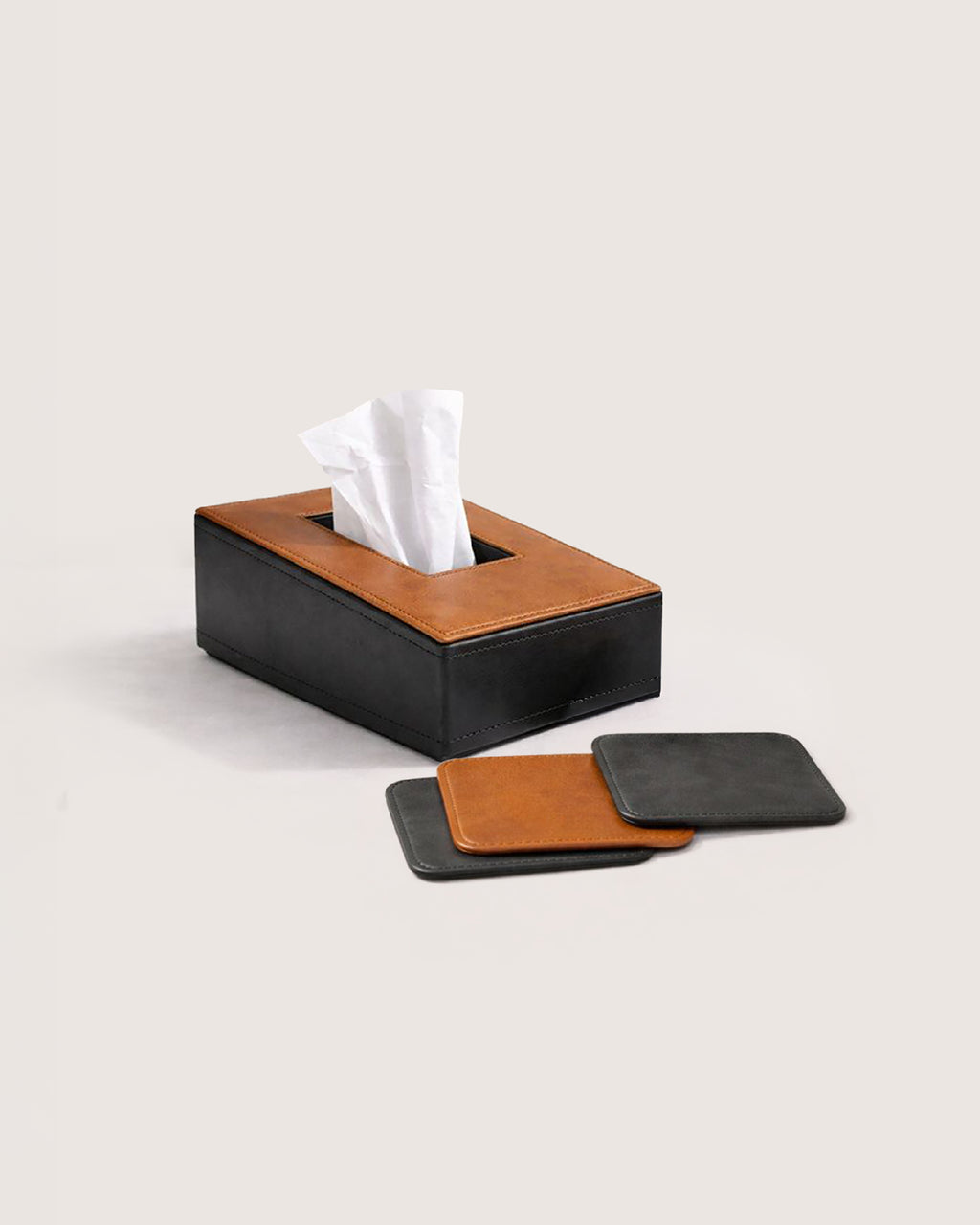 URTHEND Oris — Vegan Leather Tray, Tissue Box Holder & Coasters