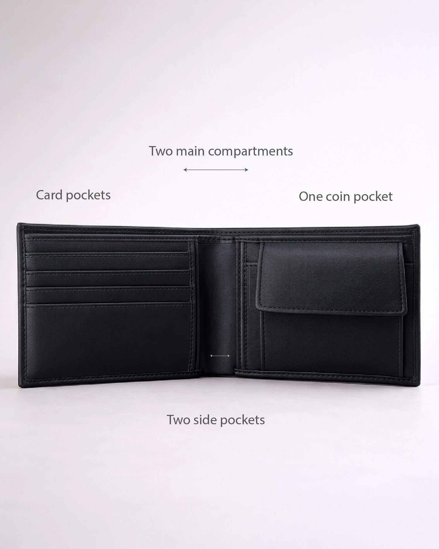 URTHEND Onyx Vegan Leather Bi-Fold Wallet