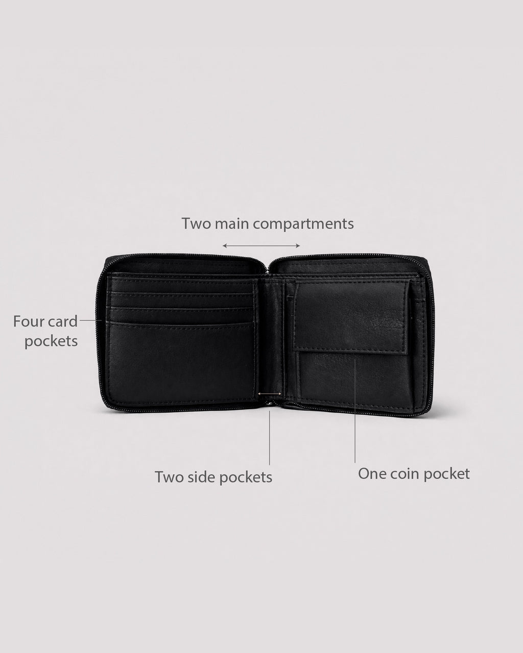 URTHEND Atlas Vegan Leather Zip Wallet