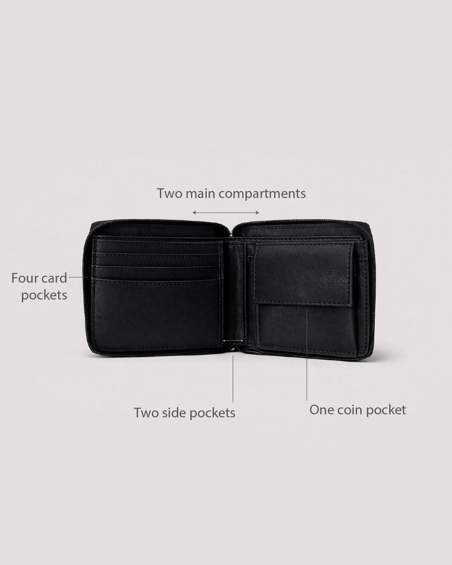 URTHEND Atlas Vegan Leather Zip Wallet